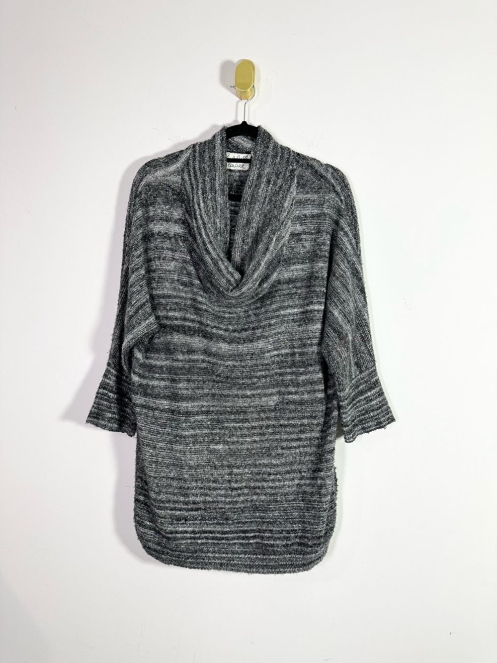 Field Flower Athropologie Marled Gray Fuzzy Cowl Neck Oversized Sweater
